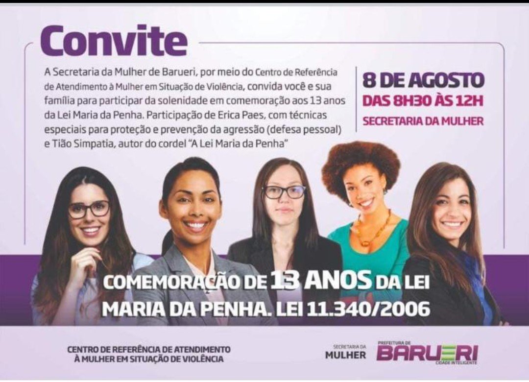 08 de agosto: comemoração de 18 anos da lei Maria da Penha